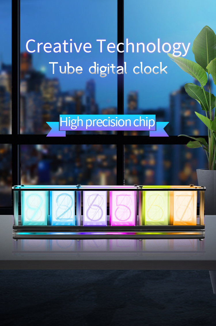 DIY Imitate Glow Tube Clock Kit Full Color RGB Glow Tube NiXie Clock